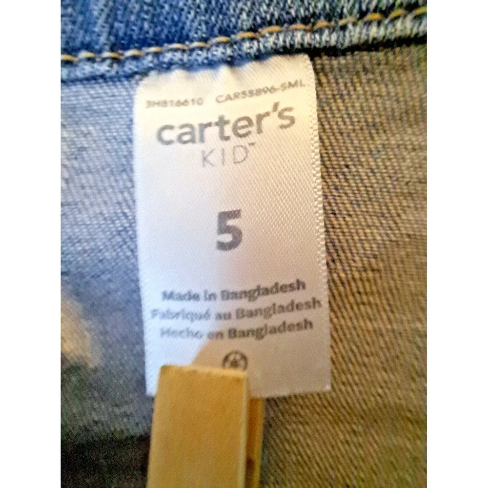 Carters Kid Blue Denim Trucker Jacket Size 5 Medium Wash Button Front 3H816610‎